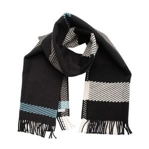 Burberry jumbo check Italian wool oversized knit scarf blue black white